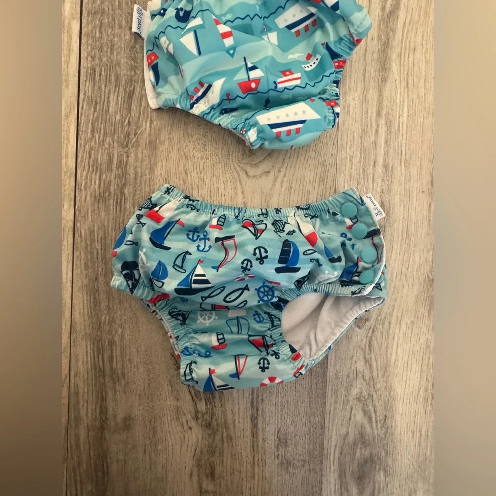 Nautical Themed Kids Swim Diaper Set - Blue